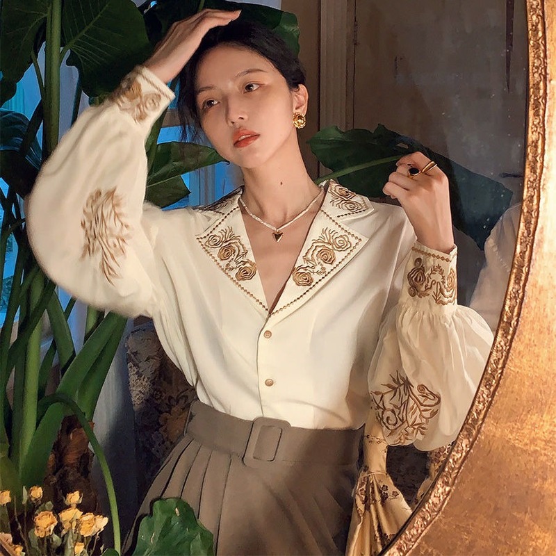 Elegant Blouse Women Autumn Floral long sleeve Top Female Office Lady Casual Designer French Korean Women Blouses Fashion 2020