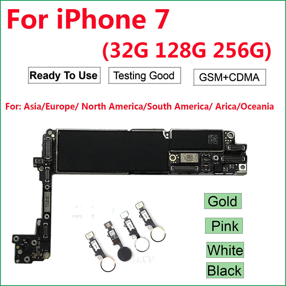 For iPhone 7 Motherboard With/Without Touch id ,100% Original Unlocked iCloud Logic board(A1660,A1778) 4G GSM ,32GB 128GB
