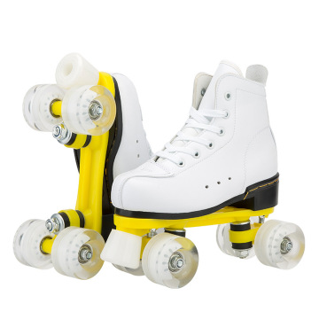 Roller Skates Double Line Skates Women Men Adult Two Line Skate Shoes Patines With White PU 4 Wheels Patins Rollerskates