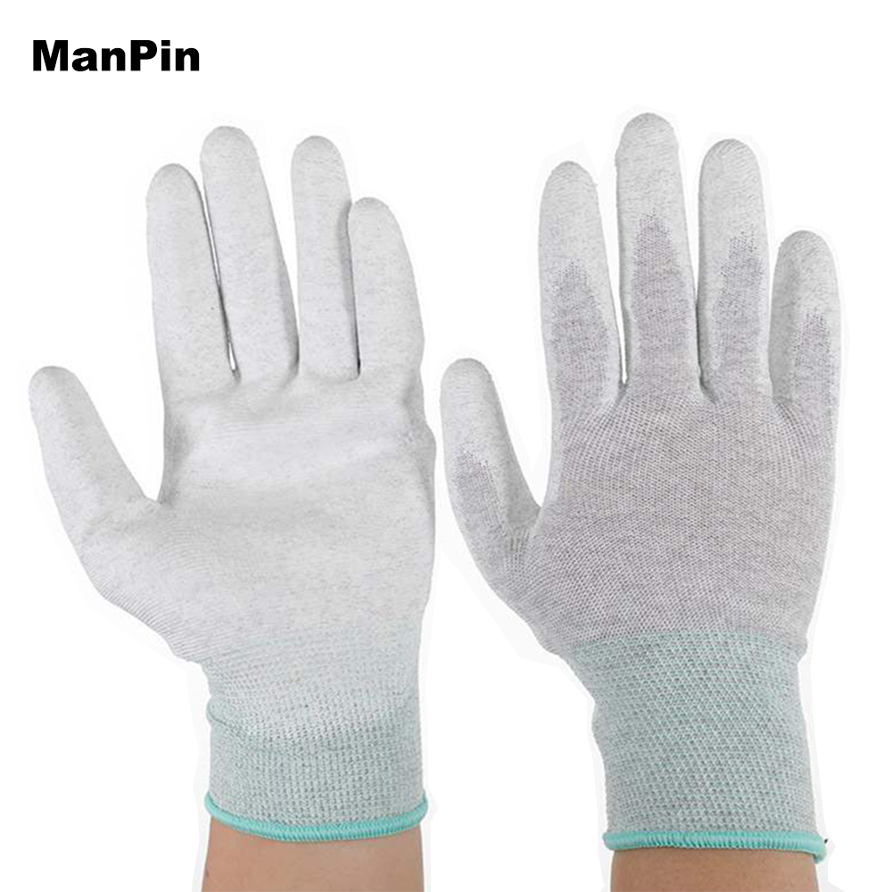Carbon Fiber Gloves PU Painted Palms ESD Antistatic Electronic Working Hand Protector Tablets Mobile Phone PCB Board Repair Tool