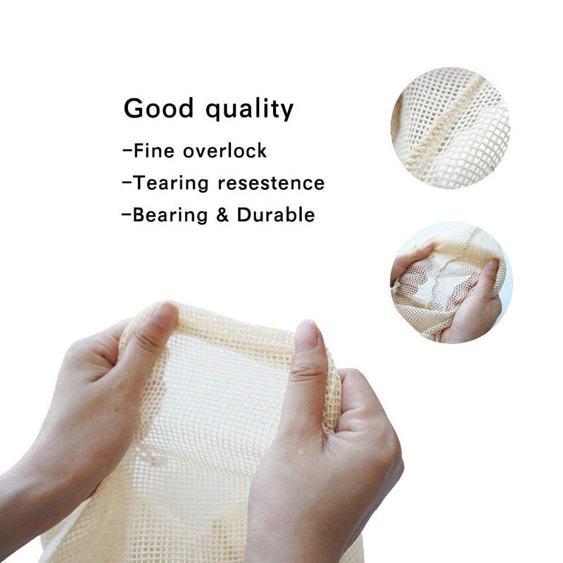 Reusable Organic Cotton Mesh Produce Bags Kitchen Reusable Bag Cotton Mesh Vegetable Bags for Vegetable Fruit Bag Shopping Bag