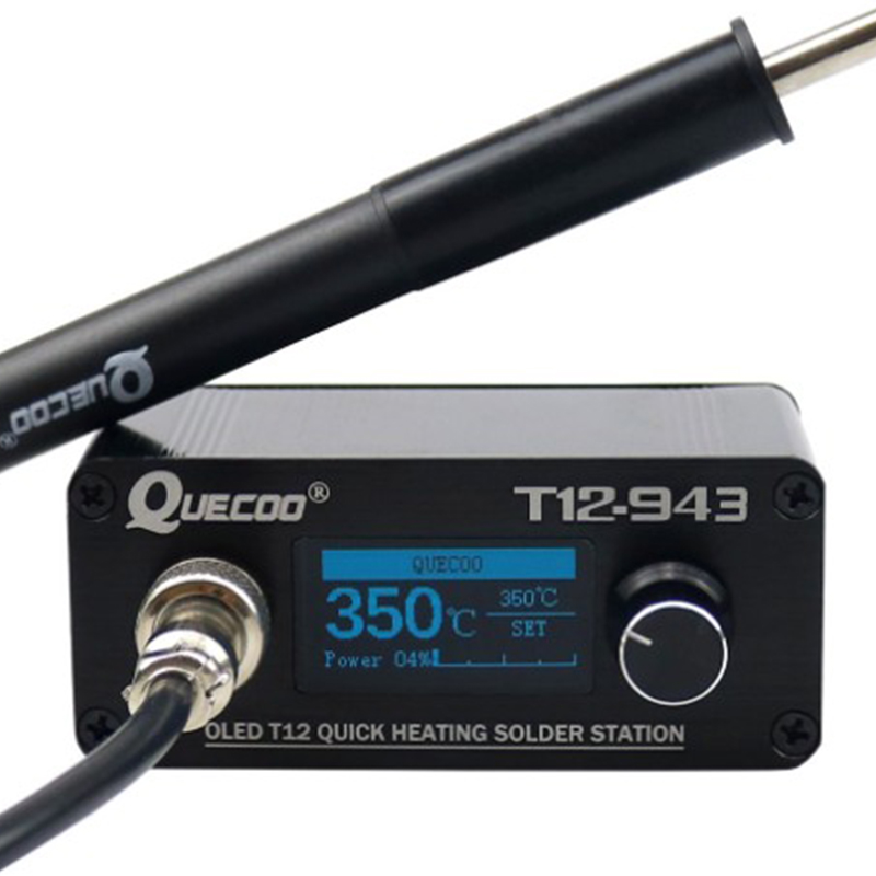 Quecoo T12-943 Oled-Stm32 1.3Inch Digital Display Soldering Station Electronic Welding Iron Dc Version Portable with Iron Tips