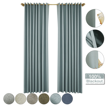 100% Blackout Material Double Layer Curtain Drapes Heat Light Panel Blocking Black Line Bedroom Thermal Insulated Curtain D30