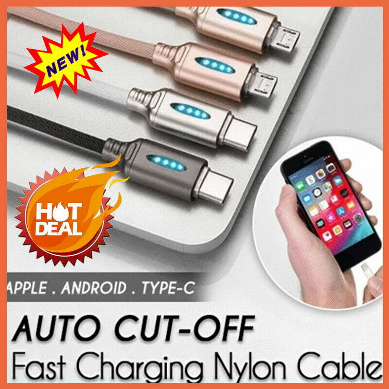 Mobile Phone Data Cable Fast Charge Smart Power-off Protection Mobile Phone Weaving Yarn Android Data Cable Full Automatic Power