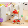 Creative poodle dog Keychain men and women bag hanger chain new crystal rhinestone metal keychain with enamel wholesale