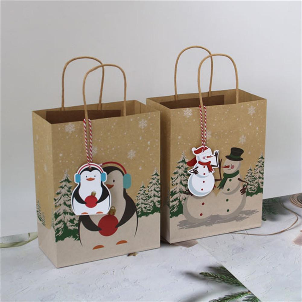 24PCS Christmas Kraft Paper Bags Portable Durable Packages
