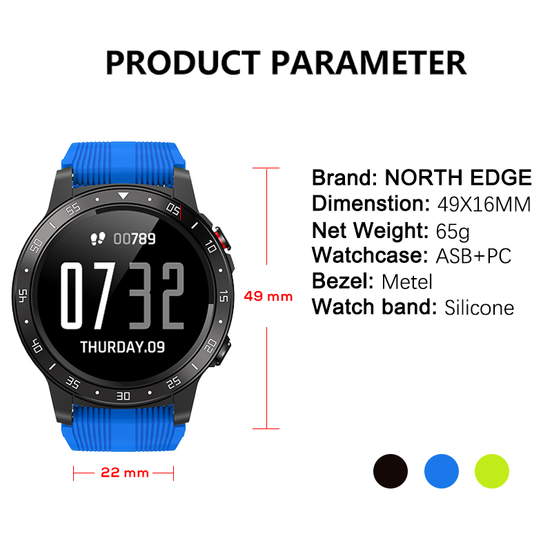 North Edge GPS Sports Watch Bluetooth Call Multi-Sport Mode Compass Altitude Outdoor Running Music Smart Watch Heart Rate
