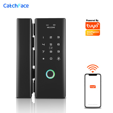 WiFi Remote Control Smart Lock Fingerprint/Tuya APP/RFID Card/Password Eletronic Door Lock for Frameless Glass Push/Sliding Door