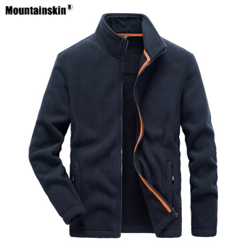 Mountainskin Men's Hiking Fleece Jackets Outdoor Thickened Liner Thermal Climbing Trekking Windproof Stand Up Collar Coats VA843