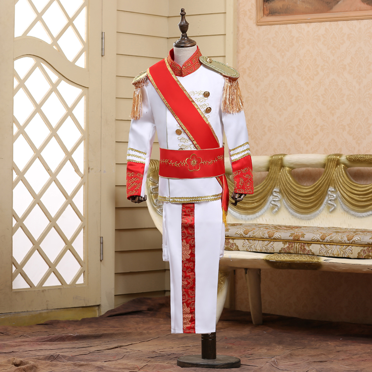 Boys Kids King Costume Military Uniform Palace Prince Suit Marshal Soldier British Royal Guard Prince William Cosplay Costume