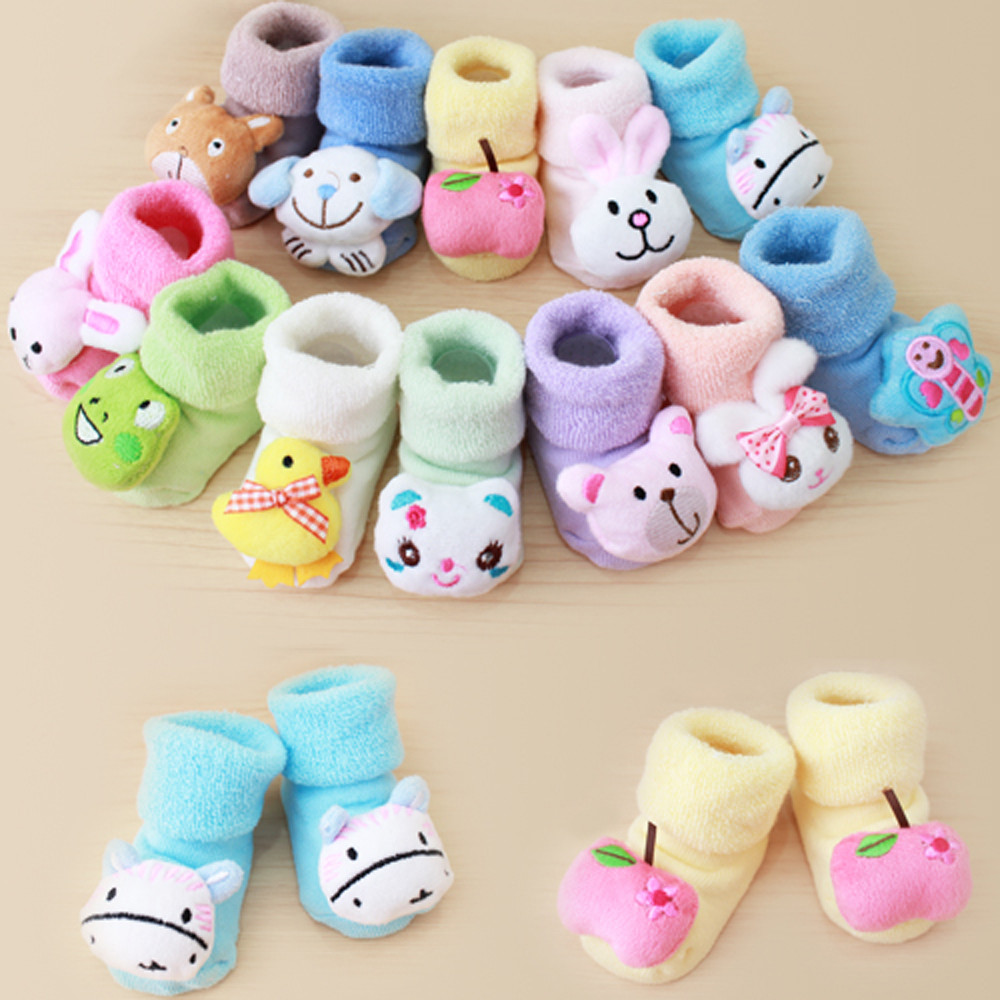 Cartoon Baby Girls Boys Socks Fashion Newborn Kids Baby Girls Boys No Slip Warm Socks Slipper Shoes Boots Calcetines Dibujos