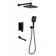 MILANO Shower System with Waterfall Tub Spout-12 Inches Rain Shower Tub Faucet Set with Square Showerhead and Handhle
