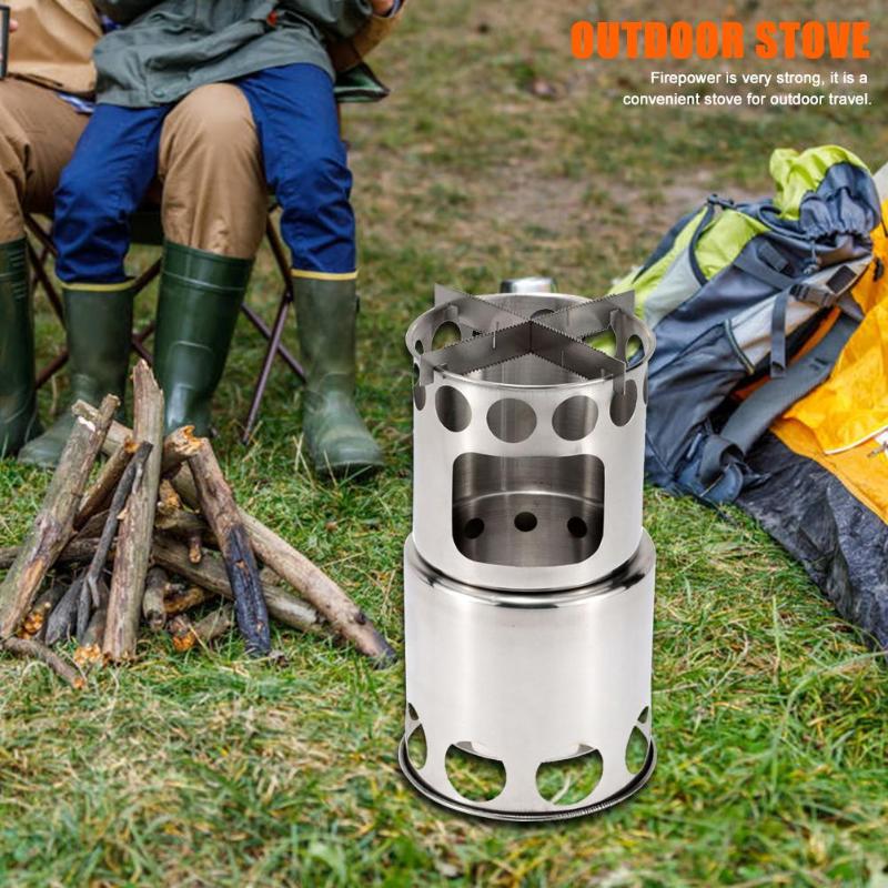 Outdoor Portable Camping Stove Stainless Steel Wood Stove Camping Equipment Camp Cooking Supplies Outdoor Stove Accessories