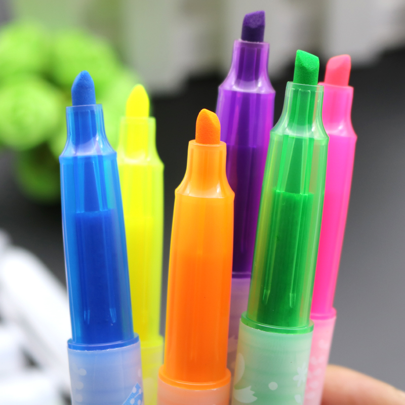 6 Pcs Novelty Scent 6 Colors Highlighter Marker Pen Marker School Supplies Highlighter Marker Material Escolar Scribble Pen