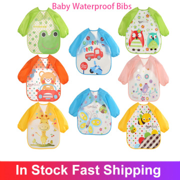 Baby Long Sleeve Waterproof Bibs Infant Burp Cloths Toddler Scarf Feeding Smock Infant Baby Feeding Accessories Baby Bibs Stuff