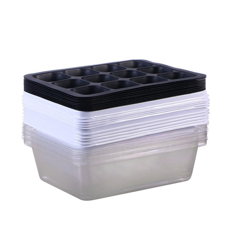 18x14x6CM Seedling Tray Sprout Plate 12 Cavity Nursery Pots Tray Lids Box for Gardening Bonsai