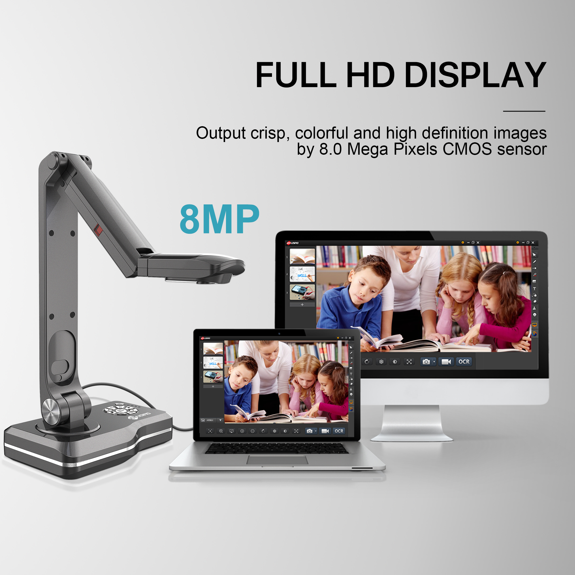 JOYUSING V508 VGA/HDMI/USB Three Mode 8MP Document Camera for Teachers, Live Demo, Web Conferencing, Distance Learning