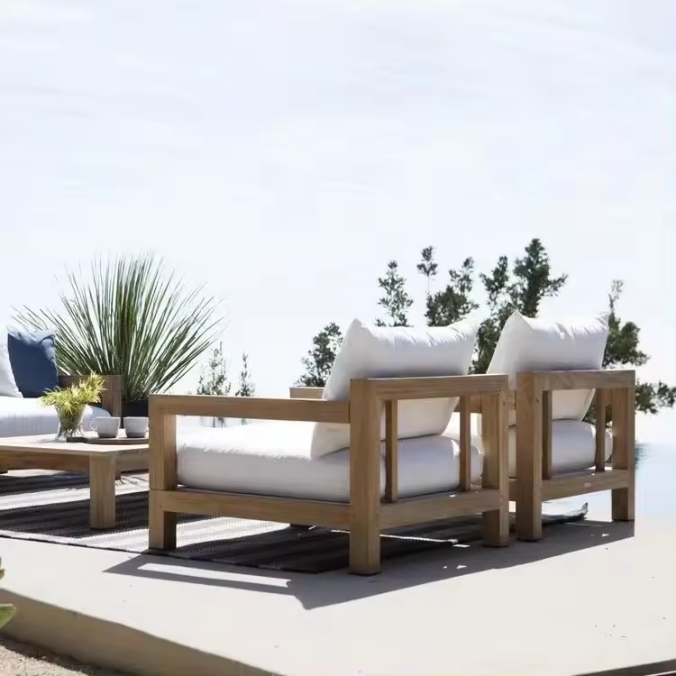 Customized modular outdoor furniture patio sofa set leisure luxury teak wood outdoor garden sofa