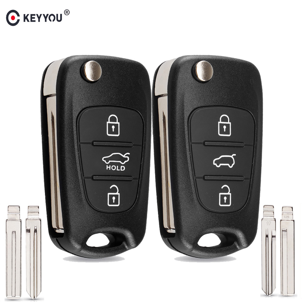 KEYYOU New Remote Key Shell For Hyundai I20 I30 IX35 I35 Accent Kia Picanto Sportage K5 3 Buttons Flip Folding Remote Key Case