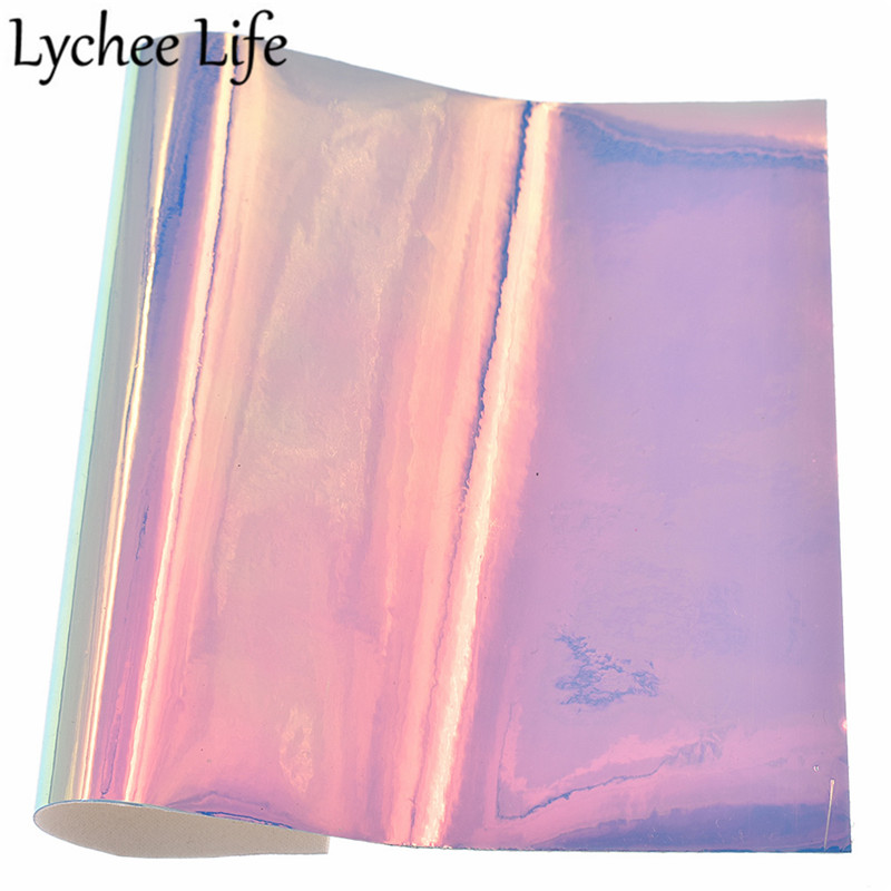 Lychee Life A5 Faux Leather Fabric Colorful PU Transparent Fabric DIY Modern Home Garment Textile Sewing Cloth Accessories