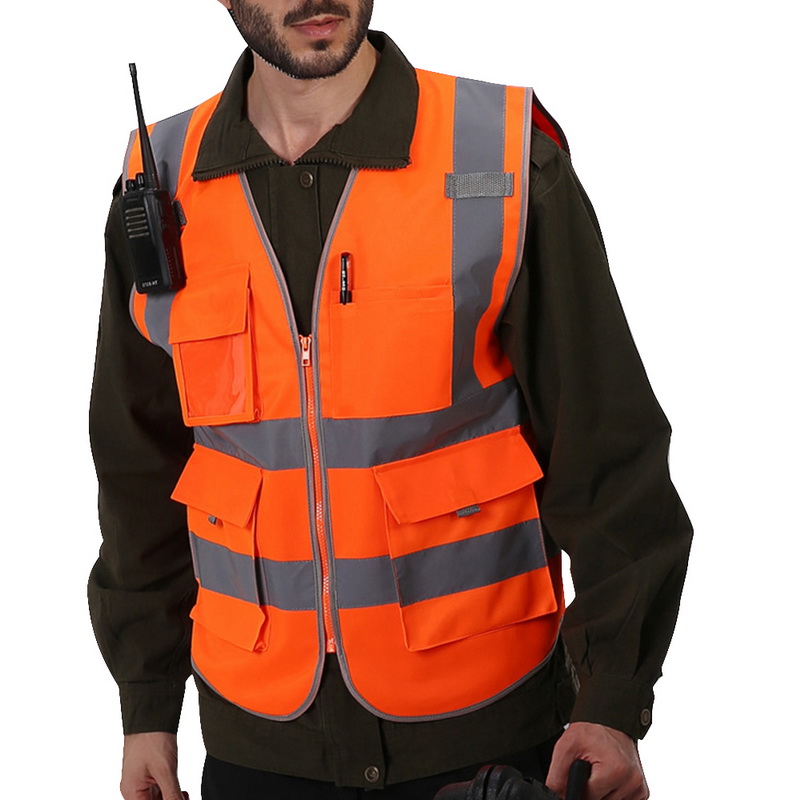 JODIMITTY Men High Safety Vest Work Vest Workwear Safety Red Reflective Vest Construction Vest With Logo Free shipping