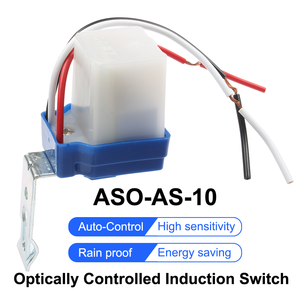 New AS-10 10A Photoswitch Sensor Switch Auto On Off Photocell Street Light Control AC/DC universal 12V 24V 220V
