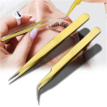 Tweezers Metal Anti-static Bending Straight Tip Pointed Tweezers Pointed Elbow Manicure Eyelash Tweezers For Soldering Tool Set