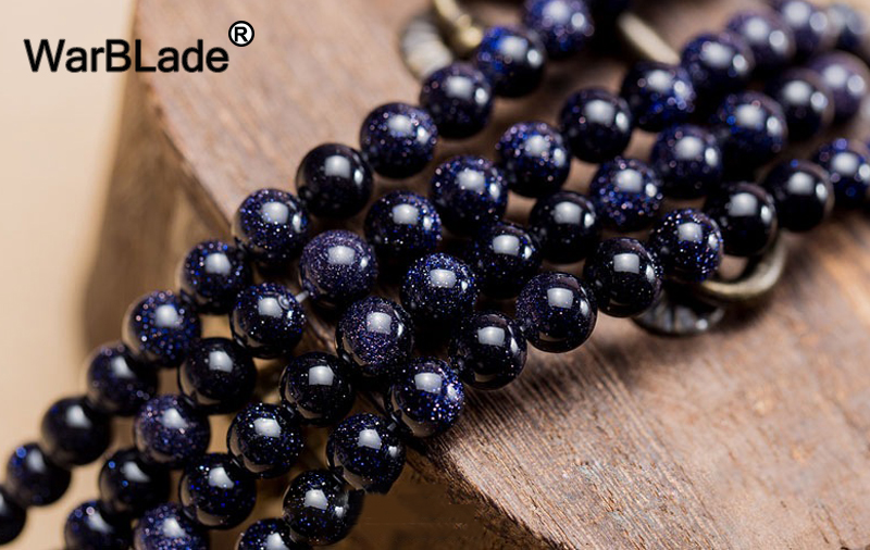 WarBLade 7A Natural Blue Sand Stone Beads Blue Sandstone Round Loose Beads 4mm 6mm 8mm 10mm 12mm For DIY Bracelet Jewelry Making