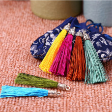 20Pcs Color Tassel Fringe Pendant DIY Material Metal Caps Cord Party Tassel Trim Curtains Decor Accessories Small Tassels Ribbon