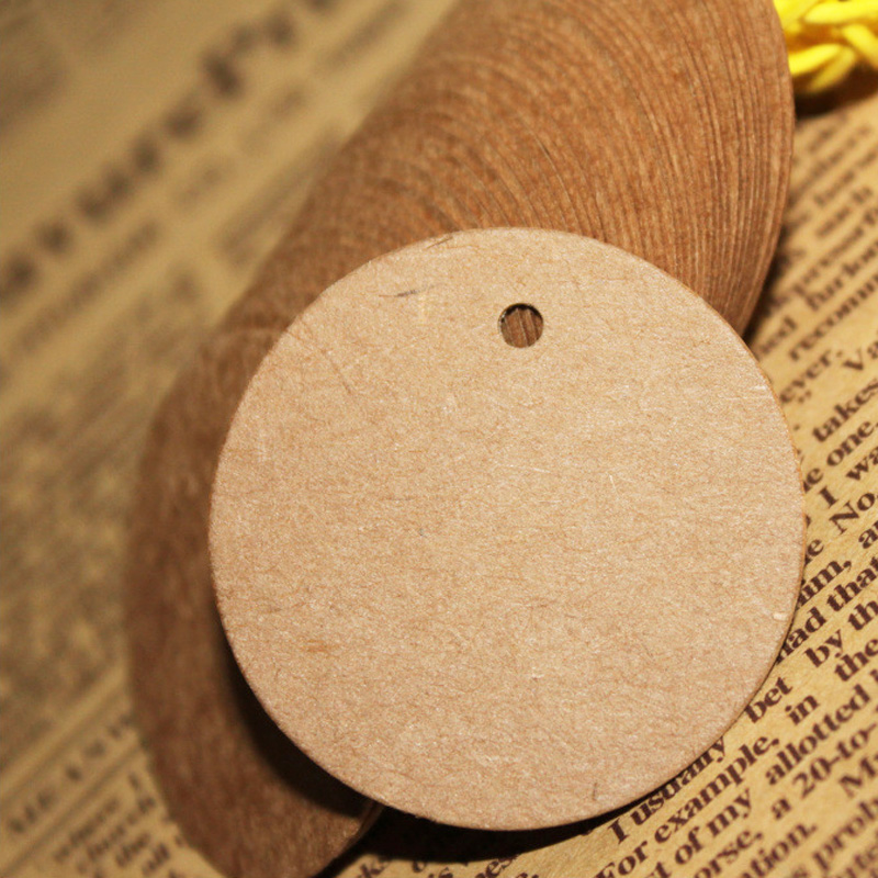 100pcs Round Kraft Gift Tags Paper Hang Tag Party Decoration DIY Craft Label Sewing Garment Tags Vintage Kraft Cards Label 5cm