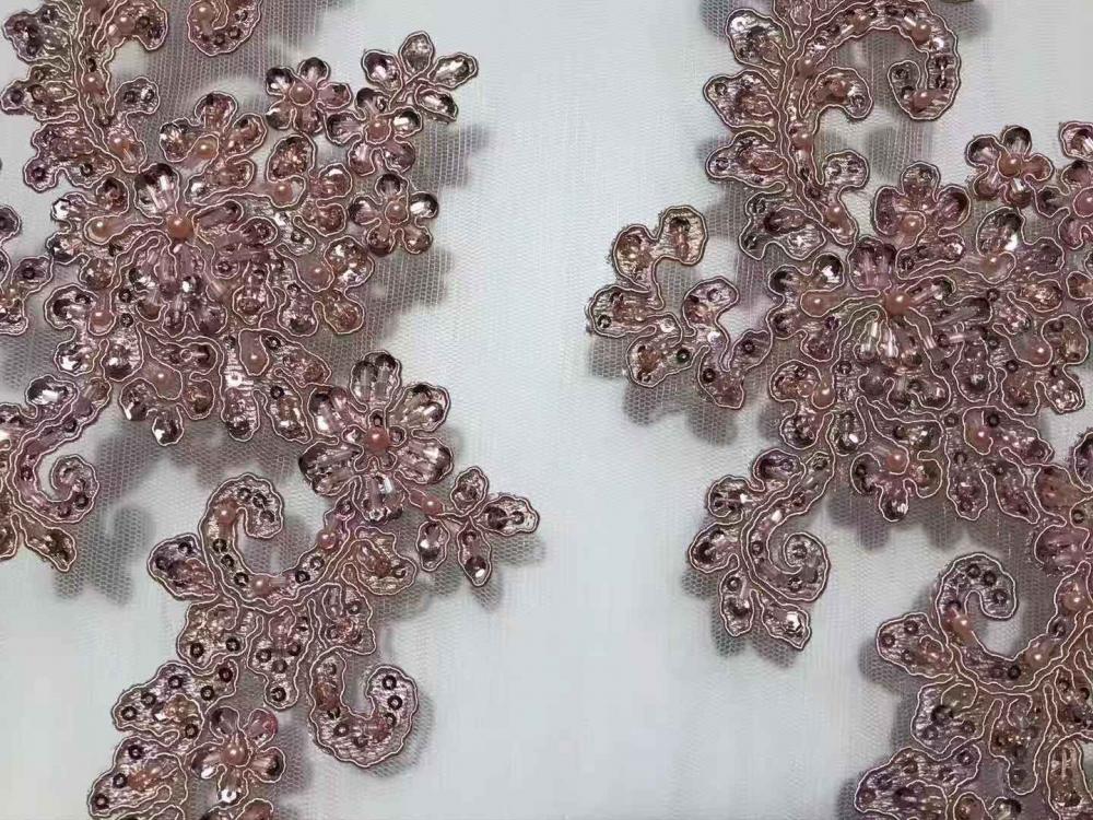 Beads And Pearl Embroidery Fabric