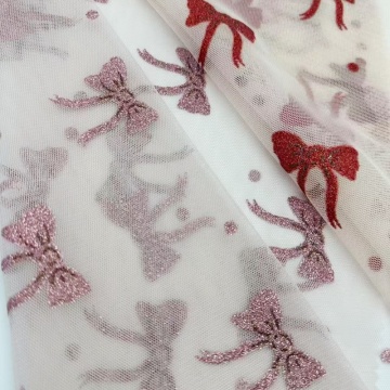 Bow Dots Glitter Polyester Tulle Mesh