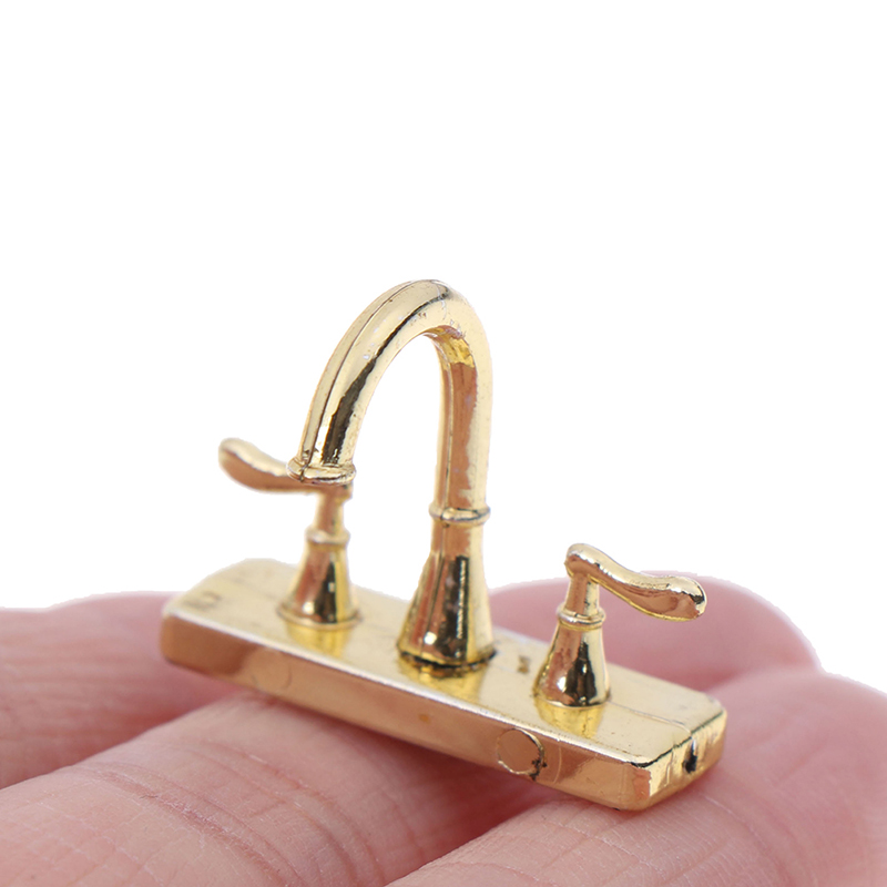 Alloy Bathtub Faucet Simulation Water Tap Model Furniture Toys for Doll House Decoration 1/12 Dollhouse Miniature Accessories