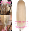 Training Head Blonde For Salon Can be Curled 60 % Real Human Hair 60 cm Hairdressing Mannequin Dolls professional styling head