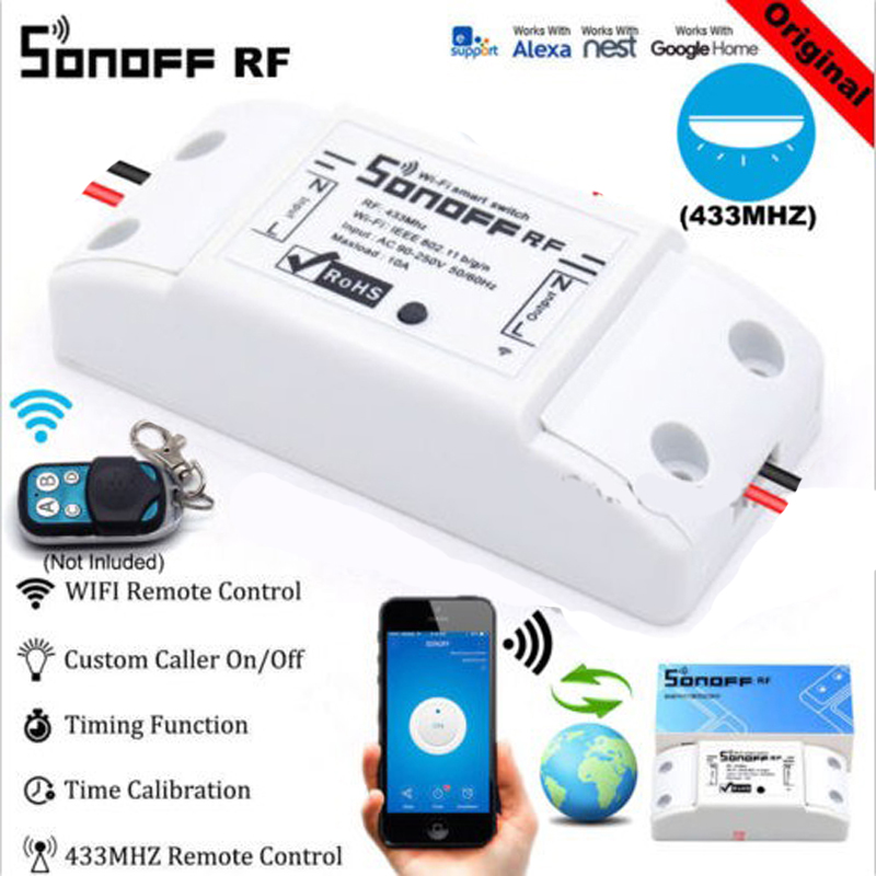 Sonoff RF WiFi Wireless Switch 433MHz Receiver Remote Controller DIY Smart Home Automation Relay Modules with Alexa Google Home