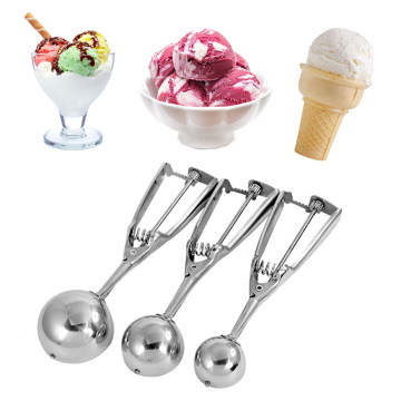 4/5/6CM Ice Cream Spoon Stainless Steel Spring Handle Cookie Scoop Fruit Spoon Ice Cream Watermelon Spoon Dig Ball Fruit Spoon