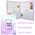 60/80/120/160 Colors Nail Display Book + False Nails Set Fake Nails Color Showing Chart Art Nail Tips Storing Cards Shelf Book