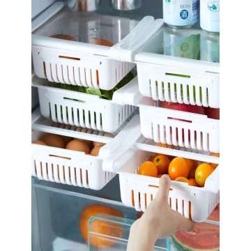 Drawer refrigerator storage box save space adjustable drawer hanging fruit and vegetable food box kitchen storage box rack