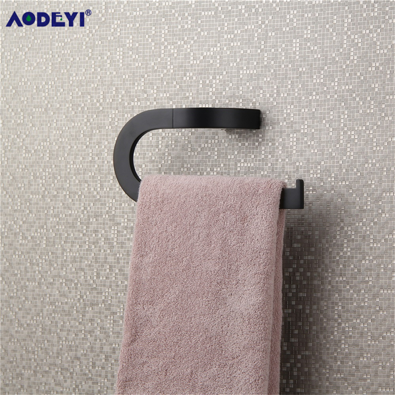 AODEYI Black Bathroom Accessories Robe Hook Towel Bar Ring Paper Holder Soap Dish Toilet Brush Holder Bath Hardware Kit Set