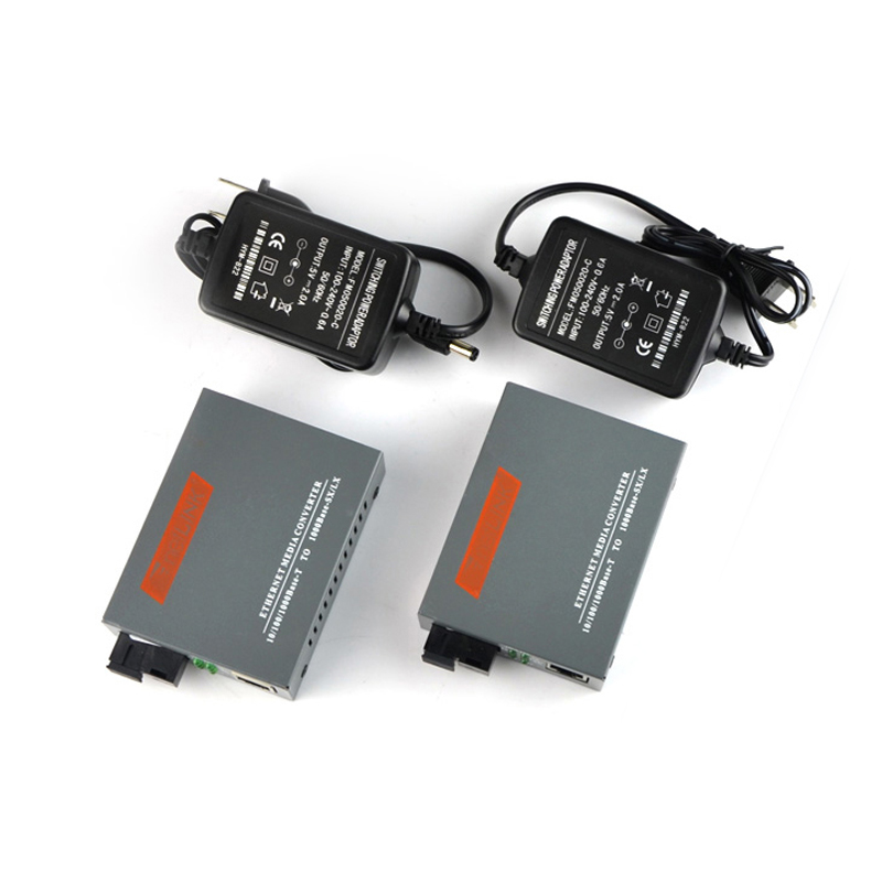 1 pair HTB-GS-03 A/B 10/100/1000M fiber transceiver Single Mode Single Fiber SC Port 20KM Fast Ethernet Media Converter