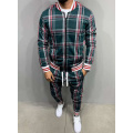 Track and Field's New Fashion Casual Men's fitness Sets colorful Checked Hooded Sweatshirt Sweatpants Tracksuit New trend Sets