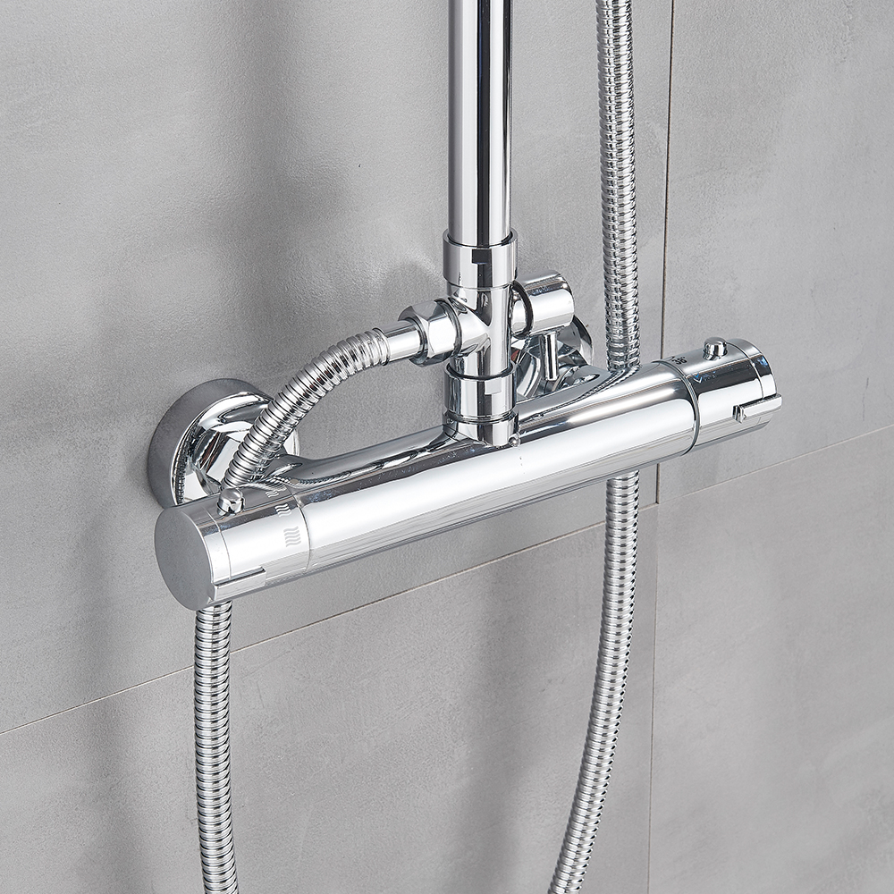 Thermostatic Bathroom Shower Set Chrome 8 10 12 inch Square Shower Head Thermostatic Mixer Valve Bathtub Shower Faucet Taps