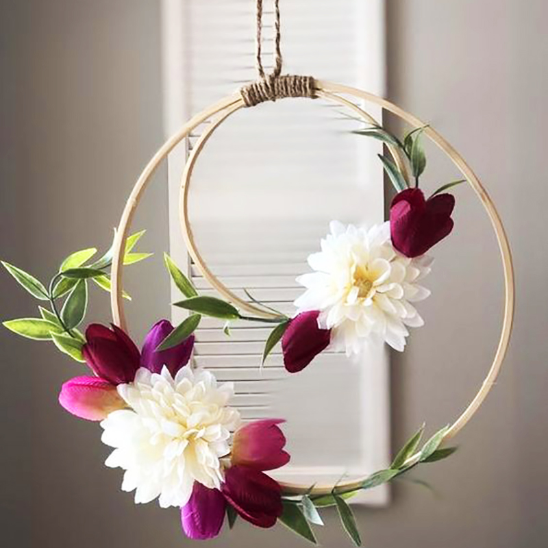 Easter Decoration Flower Wreath Natural Rattan Wreath DIY Crafts Decor Xmas Wreath Hanging Ramadan Decoration Eid Mubarak Deco