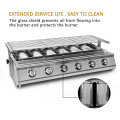 Smokeless Infrared BBQ Grill Stainless Steel Roast Stove Outdoor Barbecue Cooking Oven Glass Cover Adjust Height Hiking Kitchen