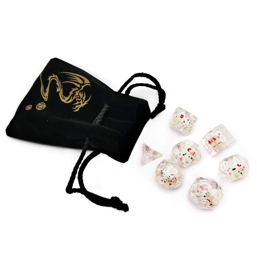 Bescon Oversized DND HelloKitty Dice Set,Giant 7pcs Cat Translucent Polyhedral D&D Dice Set, Big Sized Dungeons and Dragons Dice