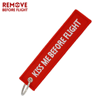Kiss Me Before Flight Key Chain Anahtarlik Label Red Embroidery Key Ring Special Key Chain for Aviation Gifts Car Keychains