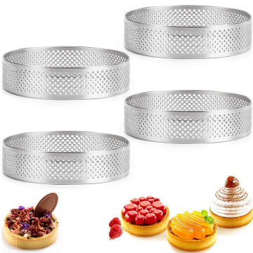 2/5/10pcs Circular Tart Ring French Dessert Stainless Steel Perforation Fruit Pie Quiche Cake Mousse Mold Kitchen Baking Mould