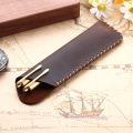 Retro Genuine Leather Pencil Bag, Handmade Fountain Pencil Pen Case Holder, Vintage Style Leather Accessories For Travel Journal