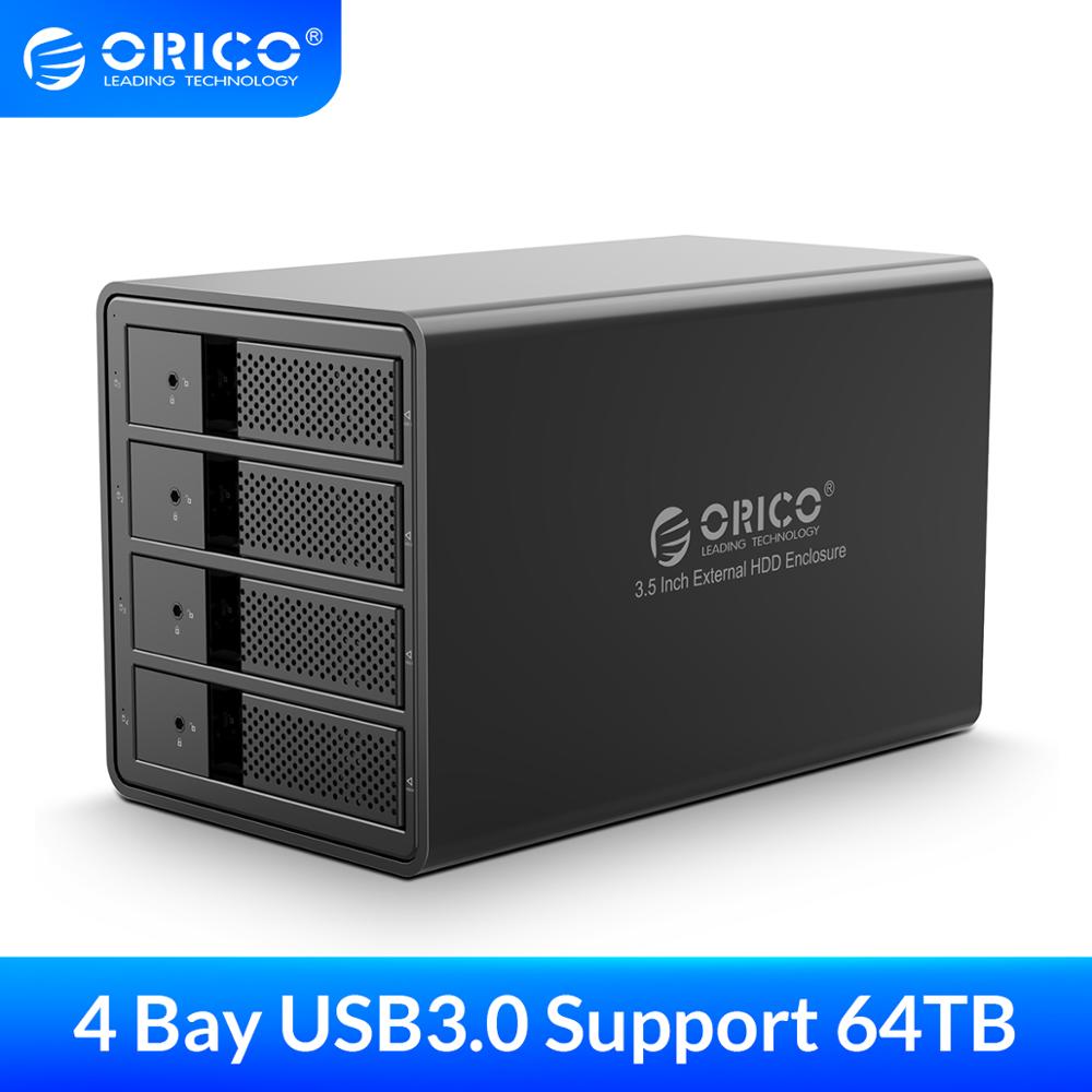 ORICO 4 bay 3.5 inch USB3.0 to SATA HDD Enclosure Aluminum Support 64TB HDD Docking Station with 150W Internal Power Adapter