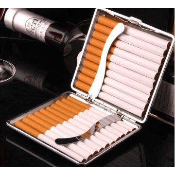 Hot Faux Leather Metal Frame Black Cigarette Storage Case Box Container for Lighter